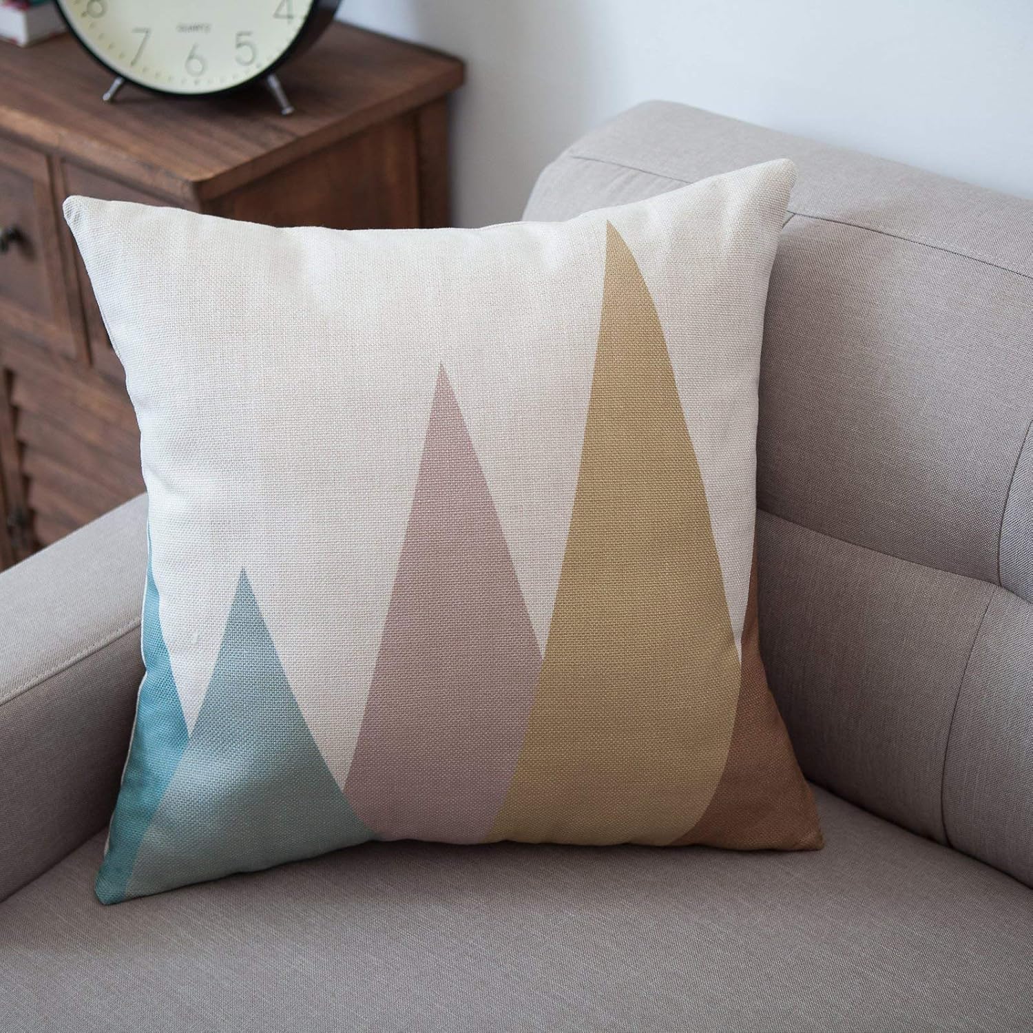 YeeJu Geometric Decorative Throw Pillow Covers Cotton Linen Square Cushion Covers Outdoor Couch Sofa Home Pillow Covers 24x24 Inch
