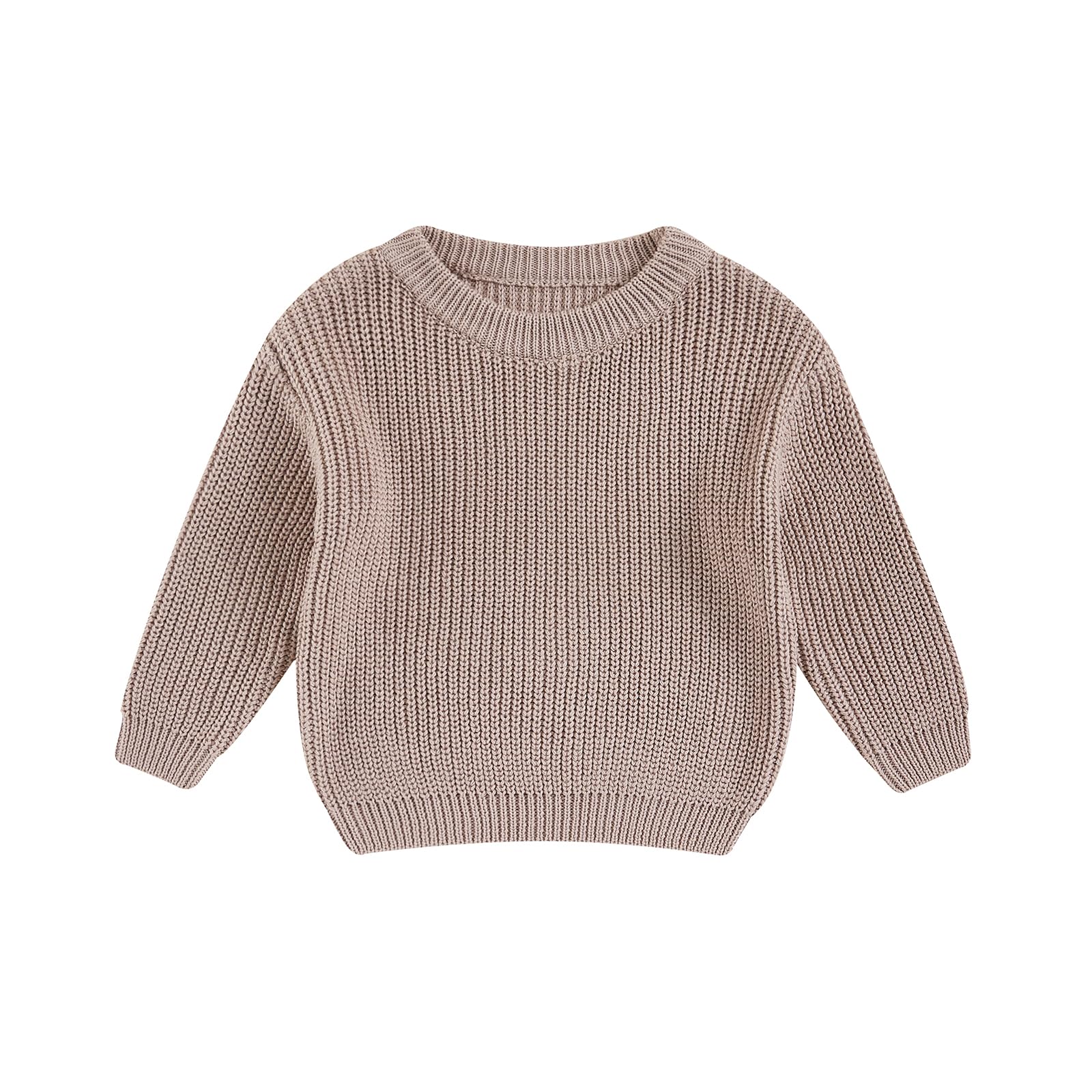 Baby Girls Boys Sweater Solid Color Long Sleeve Crew Neck Knit Pullover Warm Sweater Toddler Clothes Knitwear Baby Jumpers Tops Casual for Fall Winter — view 22