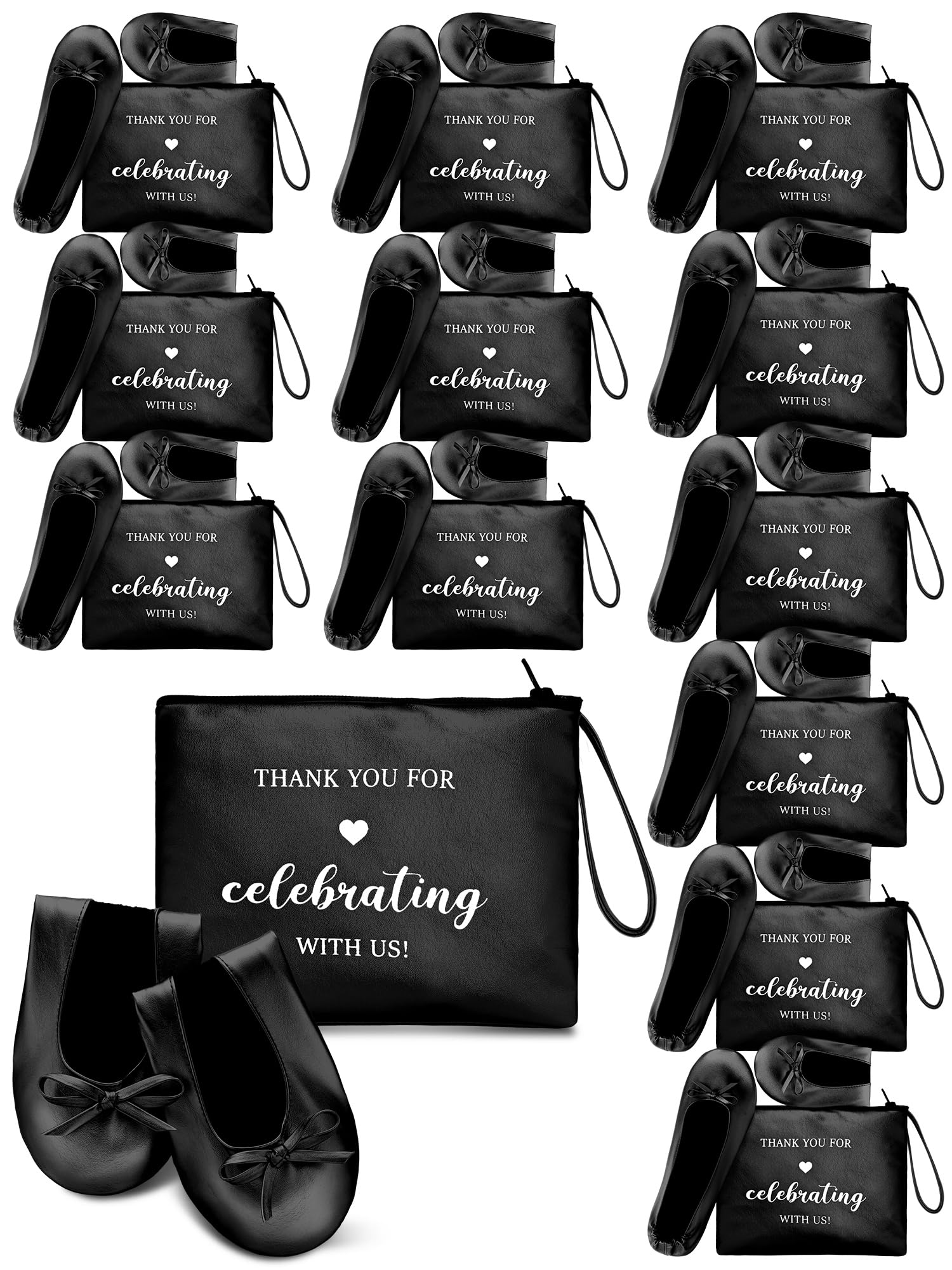 Cuffbow Wedding Foldable Flats Dancing Shoes Bulk Women's Roll up Ballet Flats Wedding Party Slippers for Bridesmaids Guests