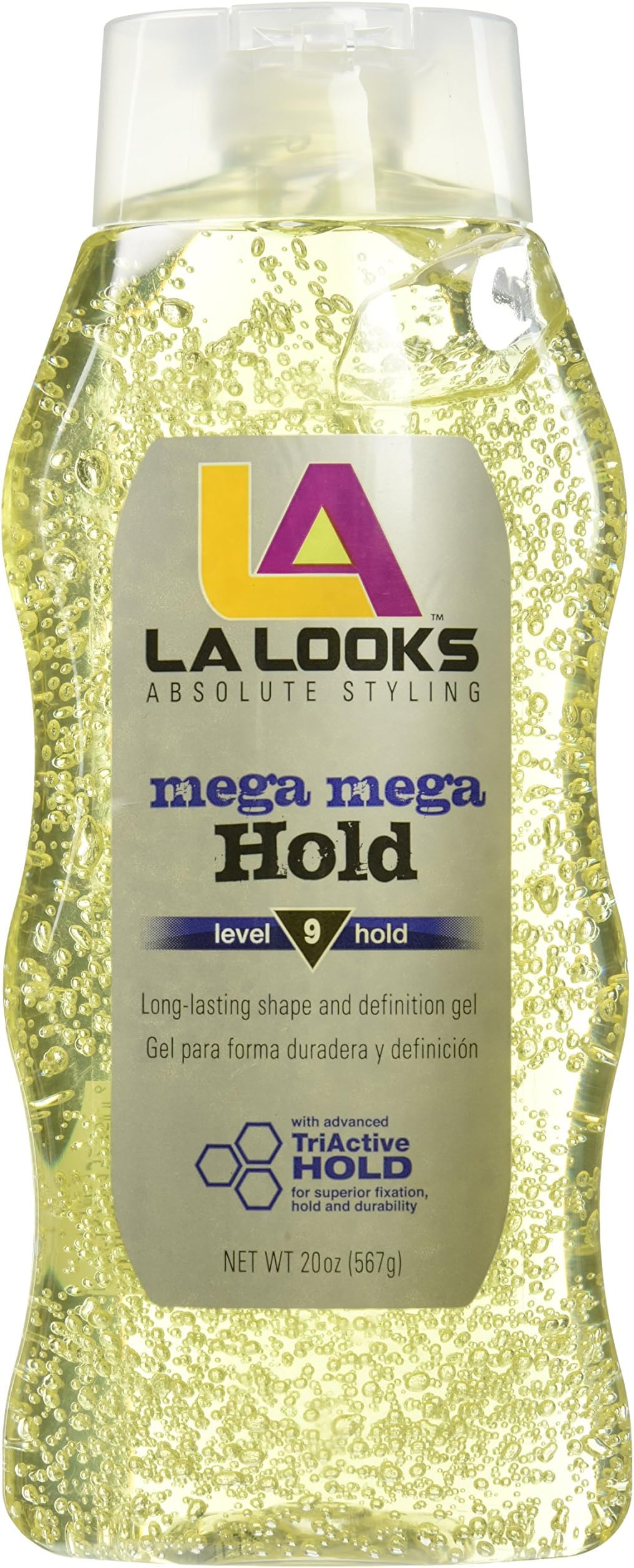 High Ridge Brands Hair Styling Gel, L.A. Looks Mega Mega Hold Level 9, 20 Fluid Ounce