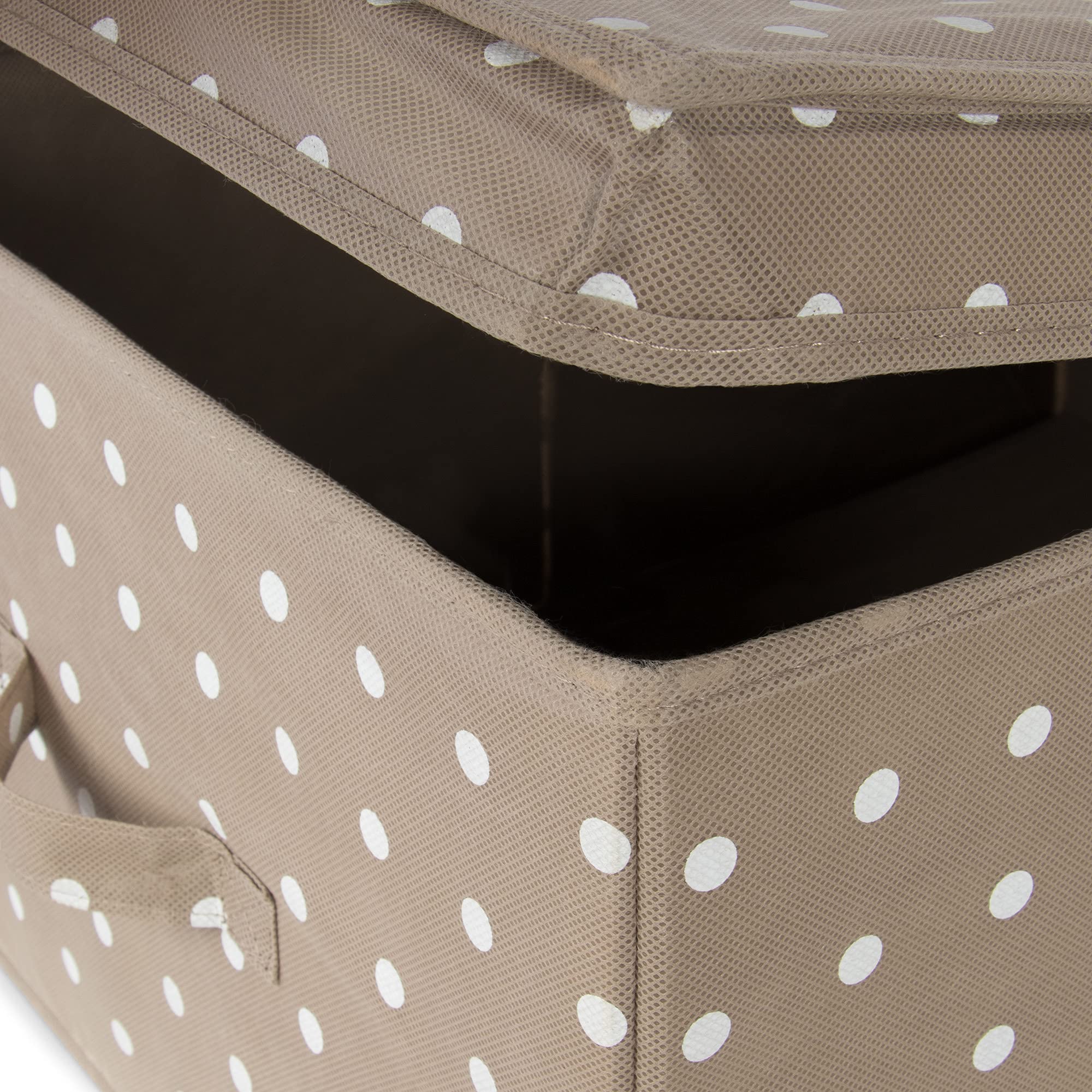 Compactor - Set Di 2 Scatole Pieghevoli Con Coperchio, Polipropilene Non Tessuto e Cartone, Large 40 x 50 x 25 cm, Small 30 x 43 x 19 cm, Gamma Rivoli, Marrone/Bianco, 10444