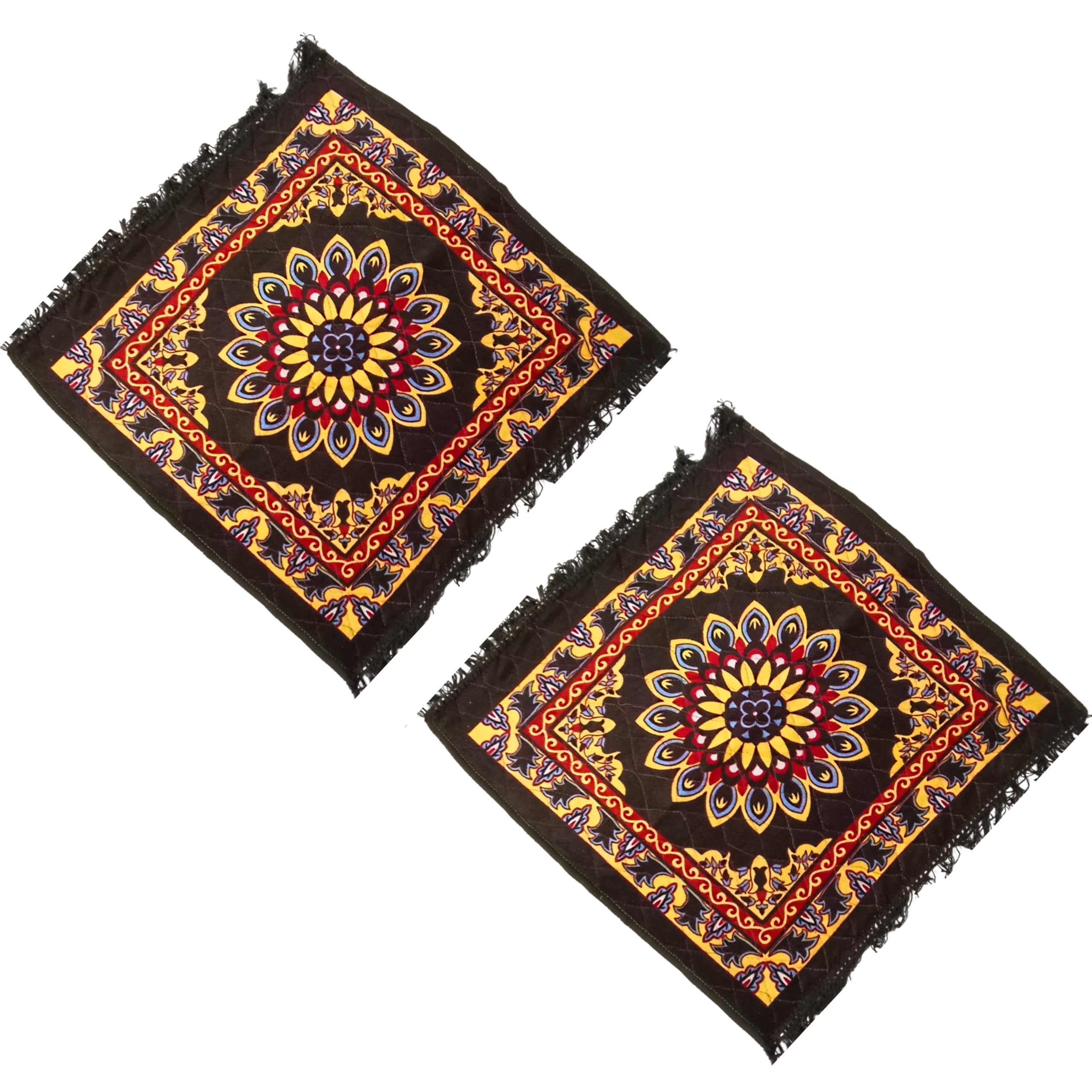 Velvet Prayer Mat/Pooja Mat – Brown Color – Pack of 2 | 19x19 Inch Soft Velvet Mat for Mandir, Chowki, Idol Base & Daily Pooja | Premium Brown Velvet Cloth for Temple Decoration & Ritual Use-image-0