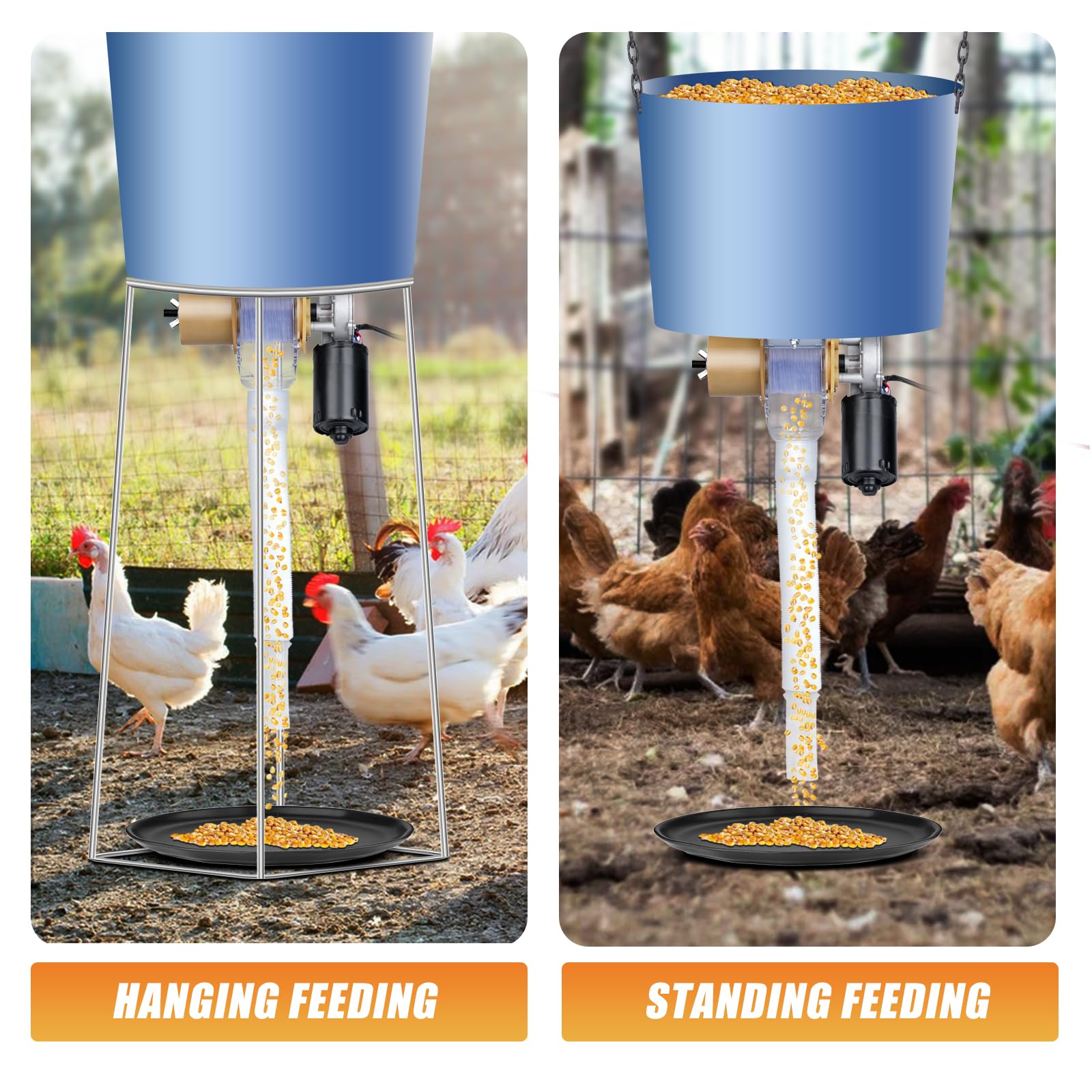 Comedero automático de pollo con temporizador, 16 grupos de comederos de aves de corral cronometrados y cuantitativos, kit dispensador de alimentos por gravedad automática para pollo, gallo,