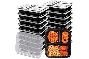 Moretoes Meal Prep Containers Reusable, 3 Compartment with Lids - Supreme Space Savers