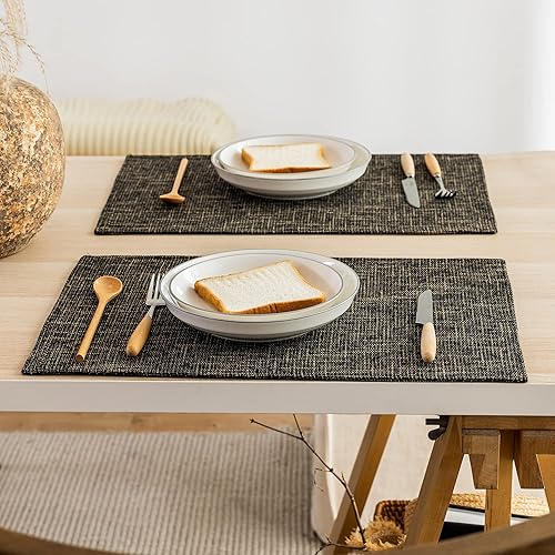 Miniatura 3 de Kevin - Juego de 4 manteles individuales de tela resistentes al calor, manteles individuales para mesa de comedor, 13 x 19 pulgadas, color negro y