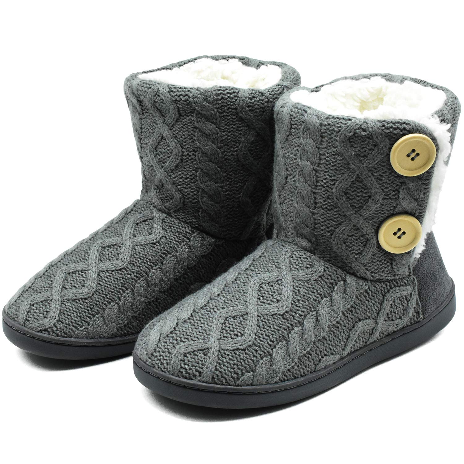 Chaussons Femme Hiver ONCAI - Doublure Polaire Et Fausse Fourrure - Semelle Caoutchouc Antidérapante - Tailles 36 à 42