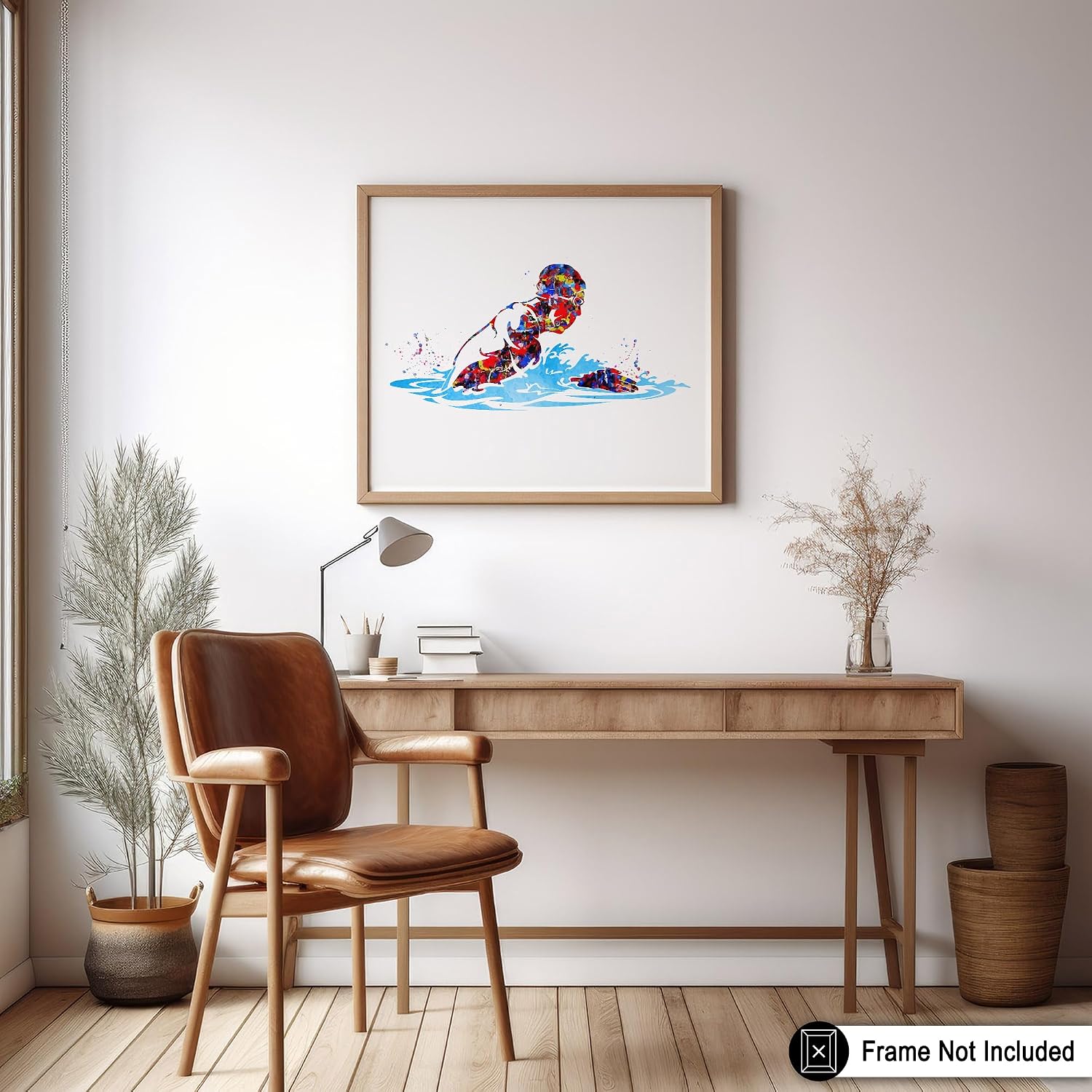 Poster Master Sports Poster - Swimmer Print - Swimming Art - Athlete Illustration - Fitness Design - Abstract Painting - Great Gym or Living Room Wall Decor - 8x10 UNFRAMED Wall Decor
