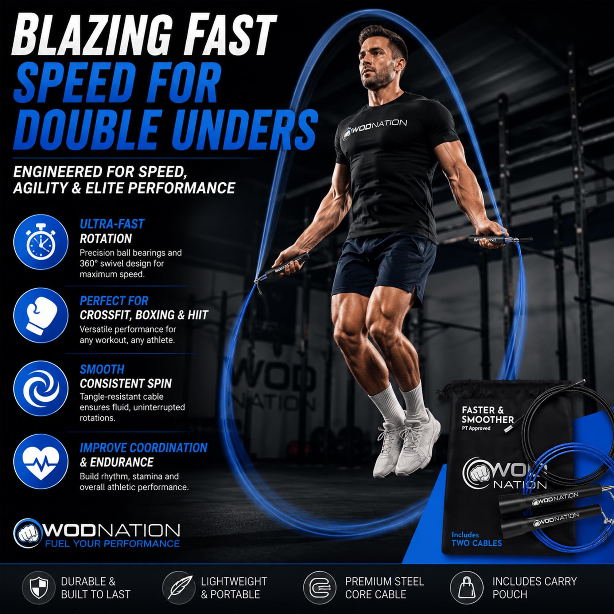 Amazon | WOD Nation スピードジャンプロープ - 耐久トレーニング用
