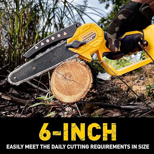 Miniatura 3 de Mini motosierra compatible con batería Dewalt de 20 V MAX, motosierra de poda inalámbrica con bloqueo de seguridad y cadena de repuesto, funciona