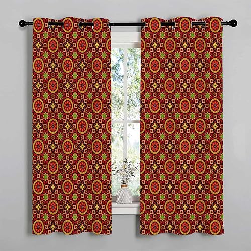Miniatura 2 de Cortinas para Ventanas De Cuarto - Cortina corta con ojales geométricos para privacidad, 55 pulgadas de ancho por 45 pulgadas de largo, 2 paneles