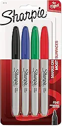 MARCADOR PERMANENTE SHARPIE FINA SORT PT/AZ/VM/VD BL C/4 un - 30174PP