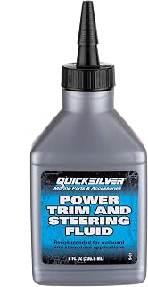Quicksilver 858074Q01 Power Trim & Steering Fluid 8oz - Marine Hydraulic Oil for Outboards & Sterndrives