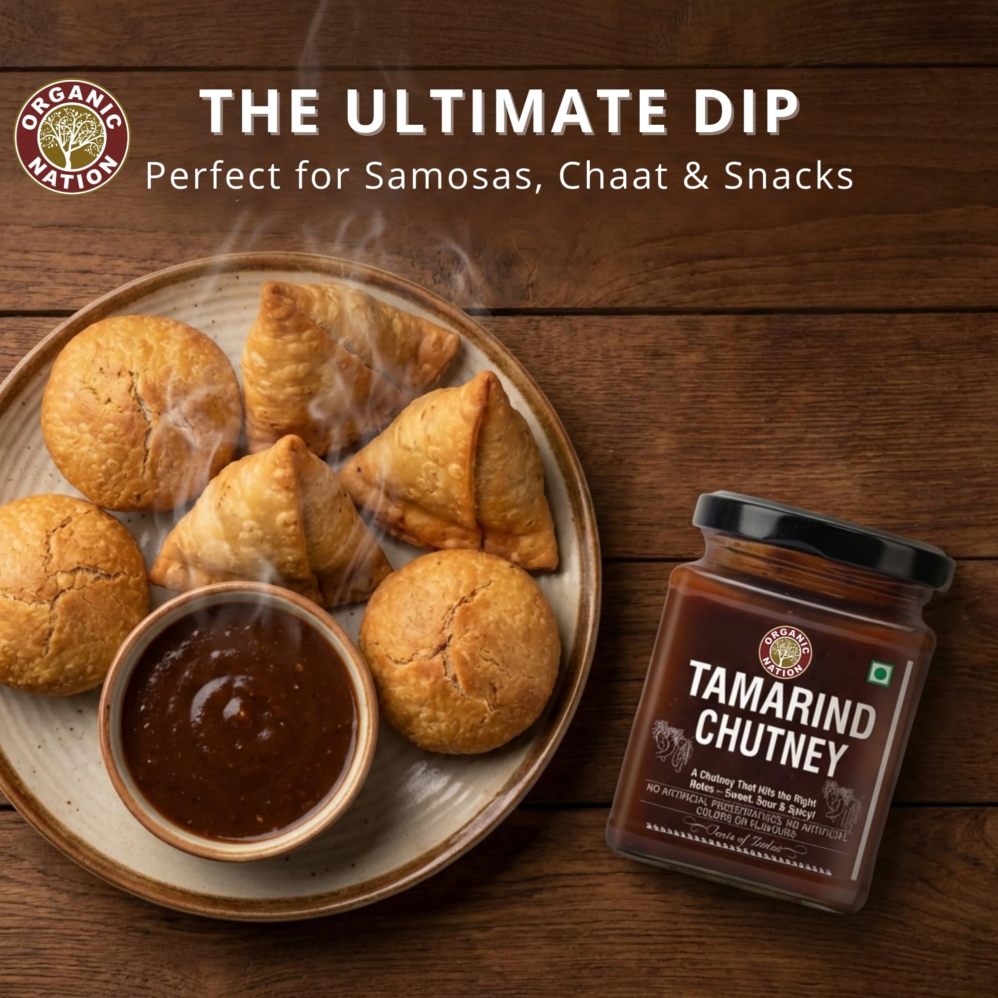 ORGANIC NATION Rich & Authentic Tamarind Chutney - Delicious Imli Chutney, Perfect Tamarind Sauce for Snacks, Natural Ingredients, Sweet & Tangy Tamarind Sweet Condiment - 300g, No Preservatives 2