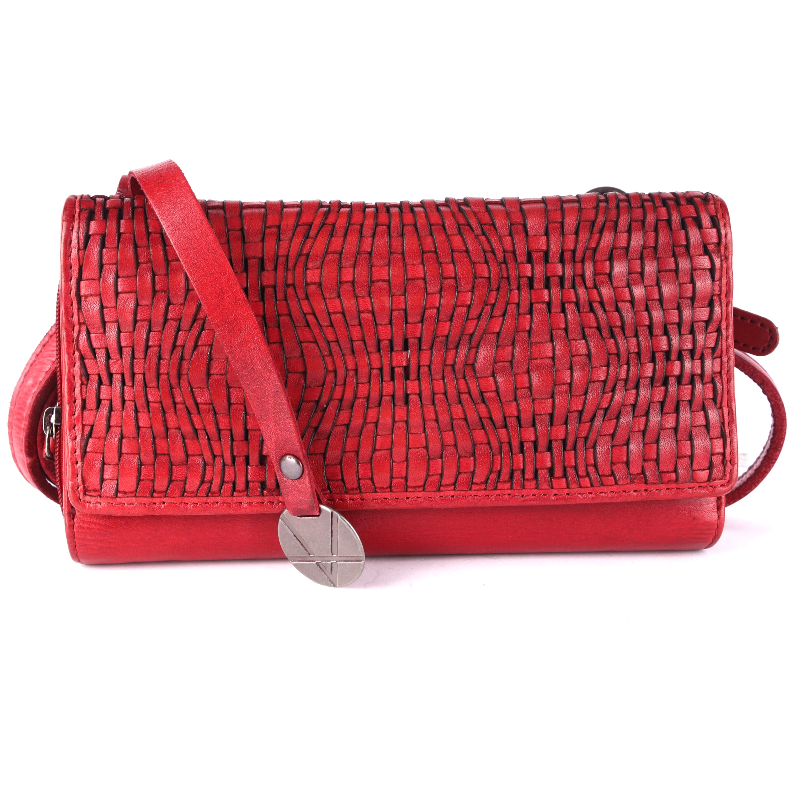 VILENCA HOLLAND Genuine Leather Women's Wallet | Small Red Wallet with Zipper Coin Purse | Credit Card Holder with Strap | 6 Compartments | 1.75 x 7.5