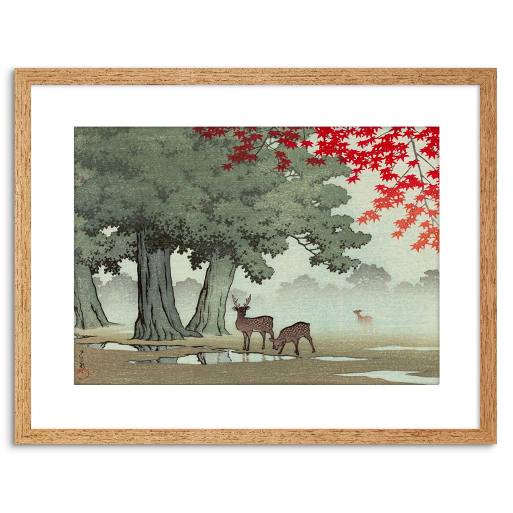 Wee Blue Coo PAINTING NATURE JAPAN TREE DEER JAPAN KAWASE HASUI FRAMED PRINT F97X4229