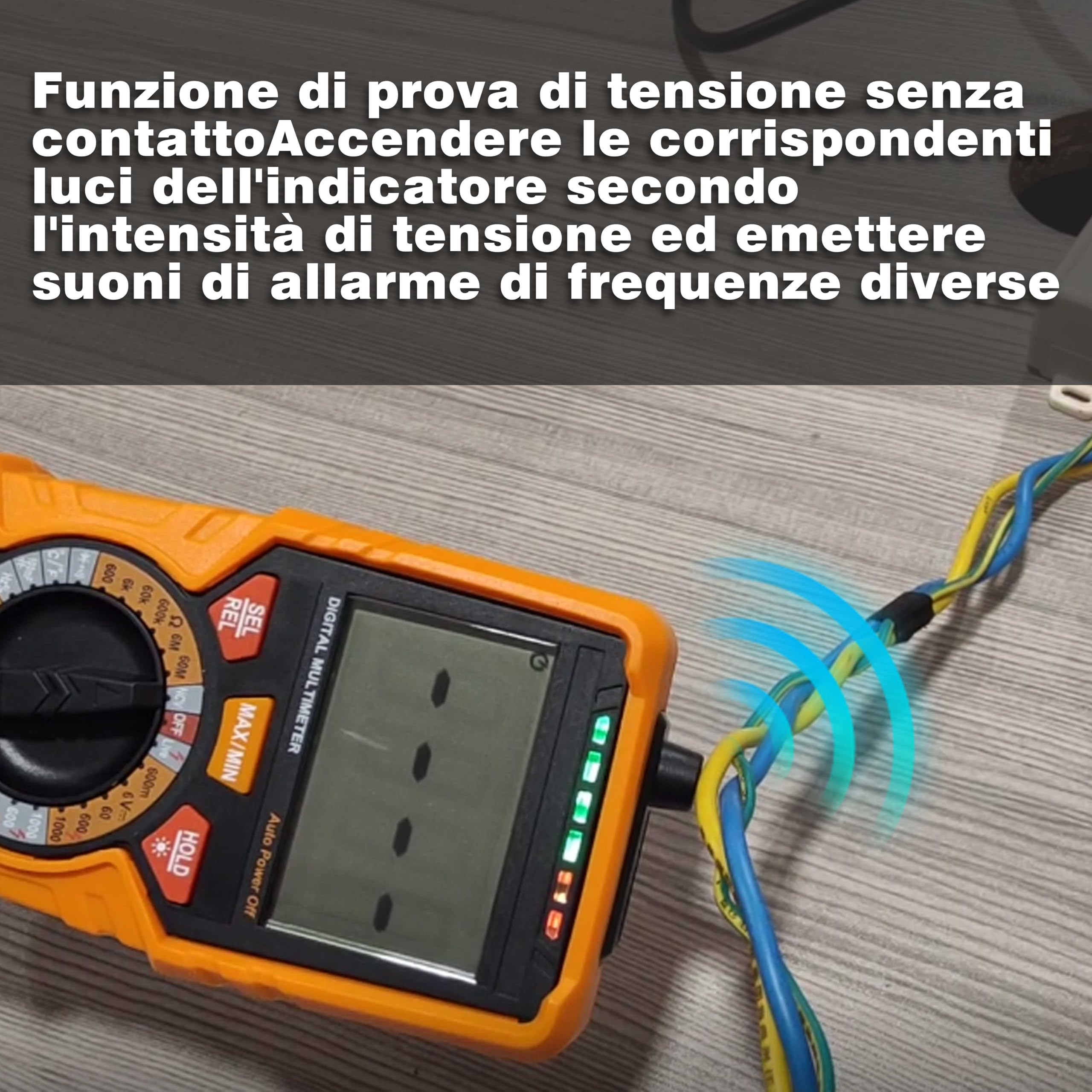Multimetro digitale con 6000 conteggi, Amperemetro Ohmmetro Voltmetro TRMS, Misura la resistenza alla corrente di tensione Diodo Continuità Temperatura Frequenza NCV con display LCD e torcia elettrica
