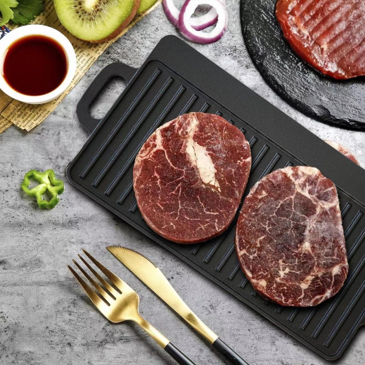 20 x 9 Inch Cast Iron Reversible Griddle Grill Pan Rectangular Reversible Grill & Griddle with with handles for Gas Stovetop Open Fire Oven