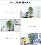 Arbre en Bambou Artificiel Outsunny 5FT, Plante Fausse avec 1095 Feuilles, Plante Verdure en Pot de Pépinière pour Intérieur, Vert