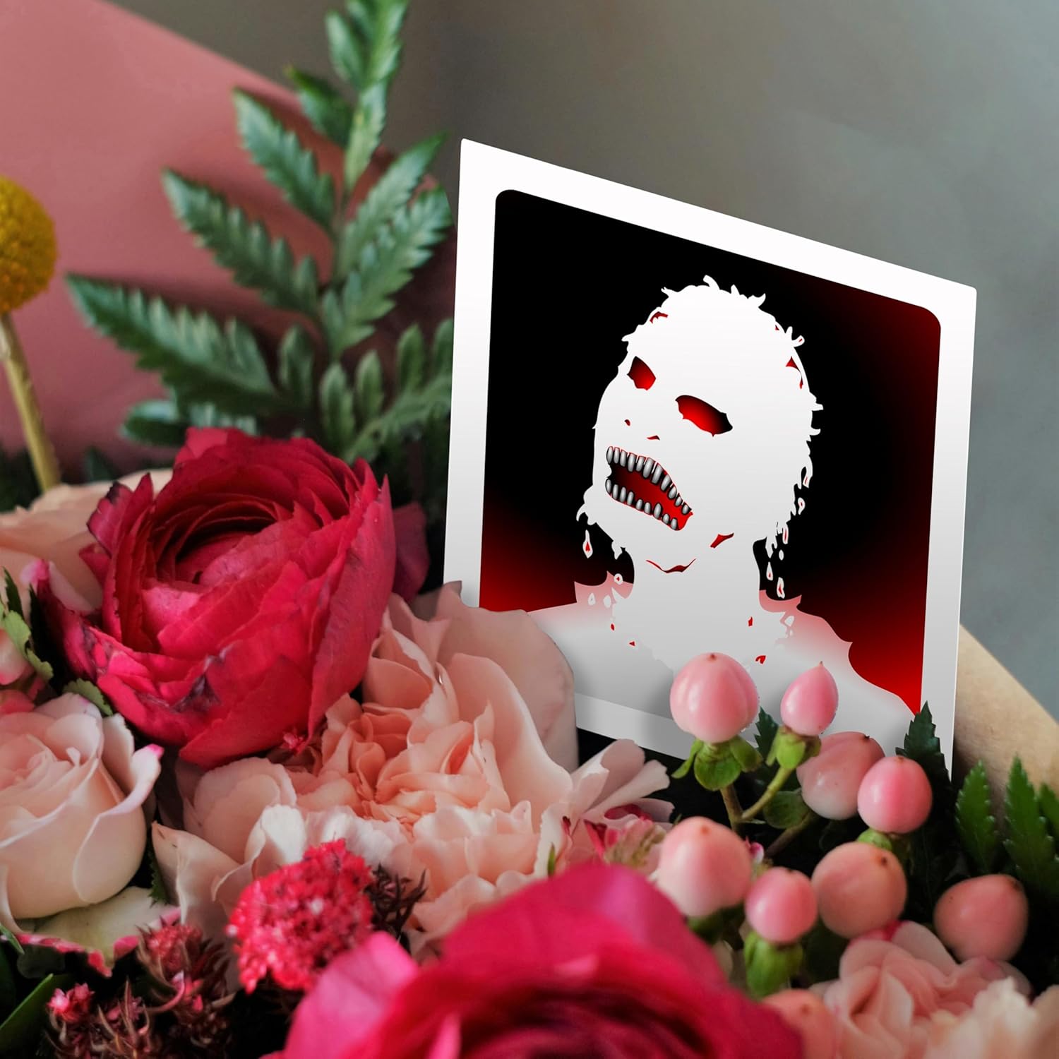 3dRose ZOMBIES white zombie 1 on white - Greeting Cards, 6 x 6 inches, set of 12 (gc_25580_2)
