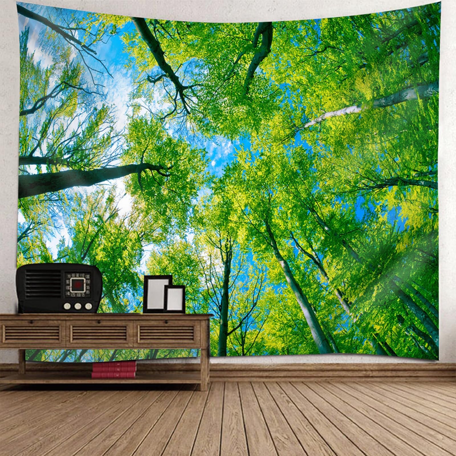 RDSGYZ Wandvorhang mit Motiv Natur, Wandteppich Wandtuch Groß 350x256CM Blauer Himmel und Bäume Wandbehang Wandteppiche Wanddeko für Schlafzimmer Kinderzimmer