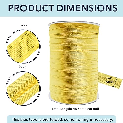 Miniatura 176 de Mandala Crafts Cinta al bies de un solo pliegue de 5/8 pulgadas para coser, acolchar, tuberías, dobladillo, manta y encuadernación de colcha, cinta
