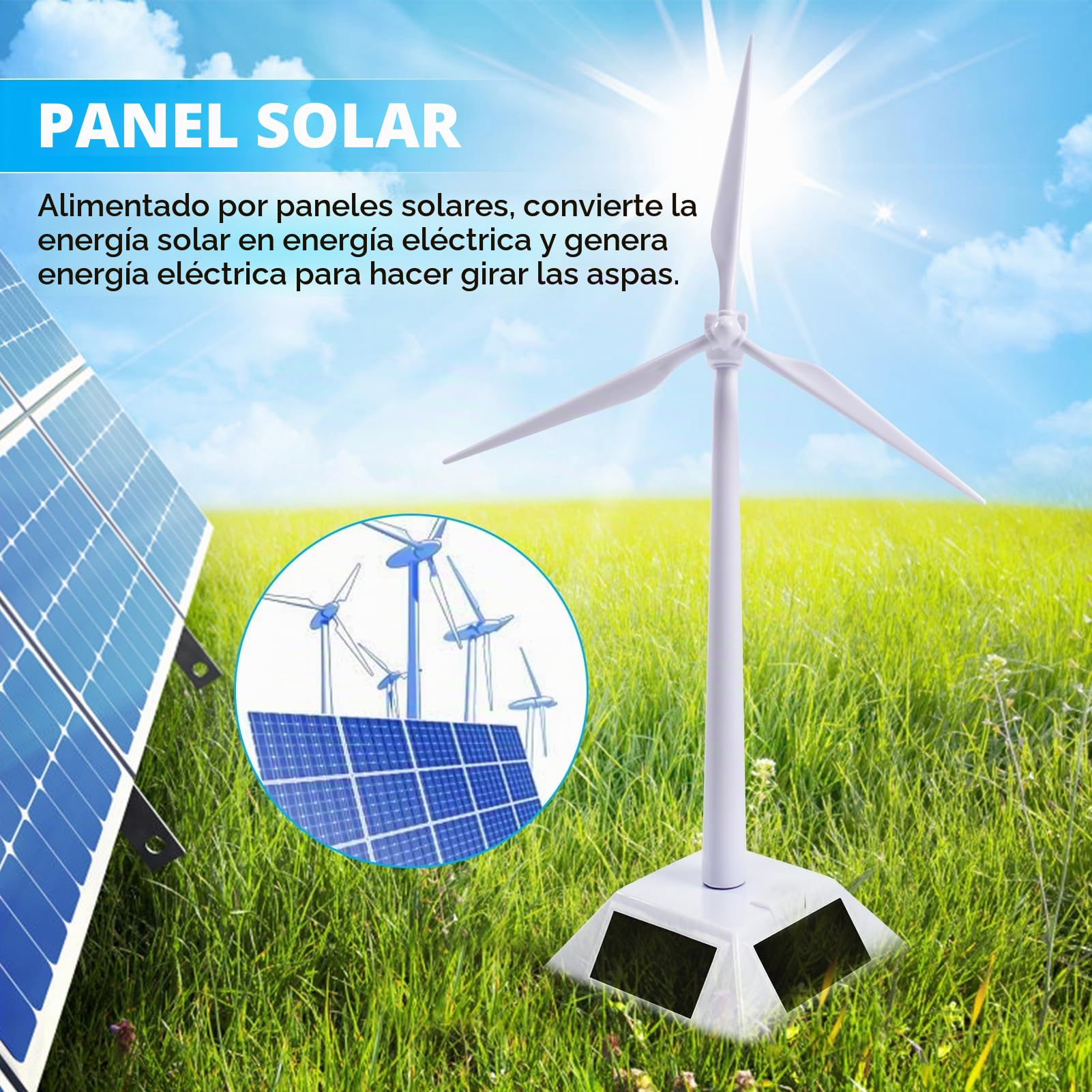 Jadeshay Turbina Eólica Molino Eolico Modelo de Molino de Viento con Energía Solar Molinos de Viento de Escritorio para Herramienta de Enseñanza de Ciencias