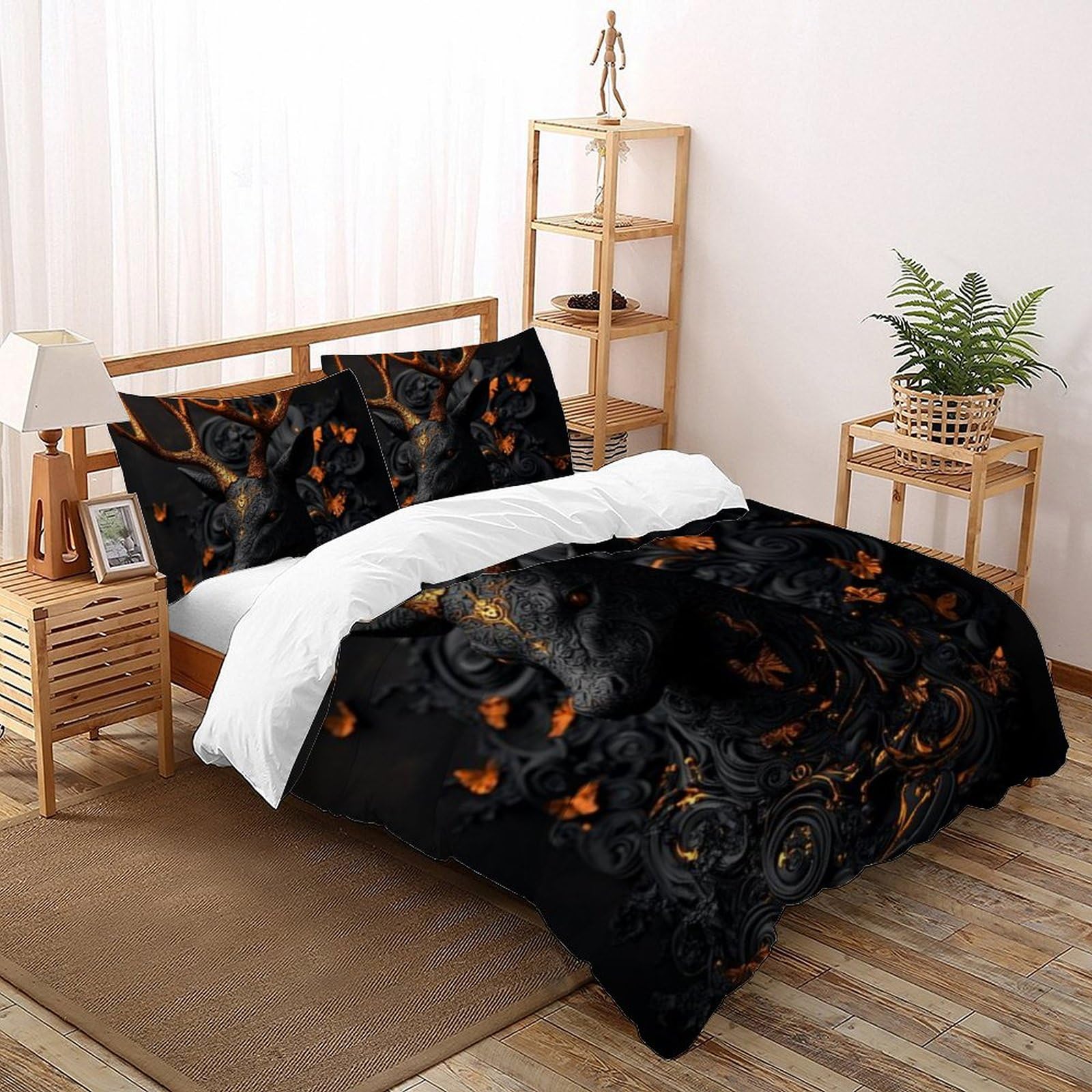 Housse de Couette Double Mouton de Feu 3D en Microfibre 200x200 cm