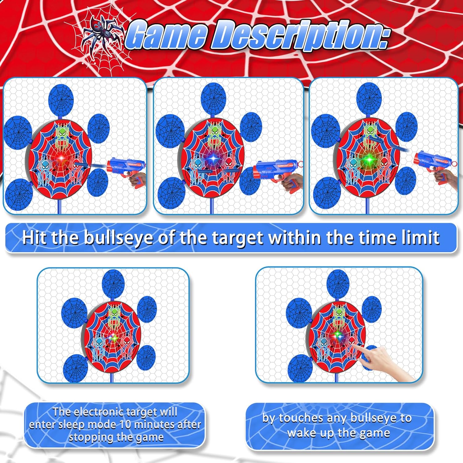 Shooting Games Toys for Nerf Gun Party, Shooting Targets with 2 Toy Guns 40 Foam Darts Kids Outdoor Indoor Toys for Birthday Easter Xmas Gifts for 4 5 6 7 8 9 10+ Year Old Boys Kids Blue image 5 of 9 B0DD3PDDLS