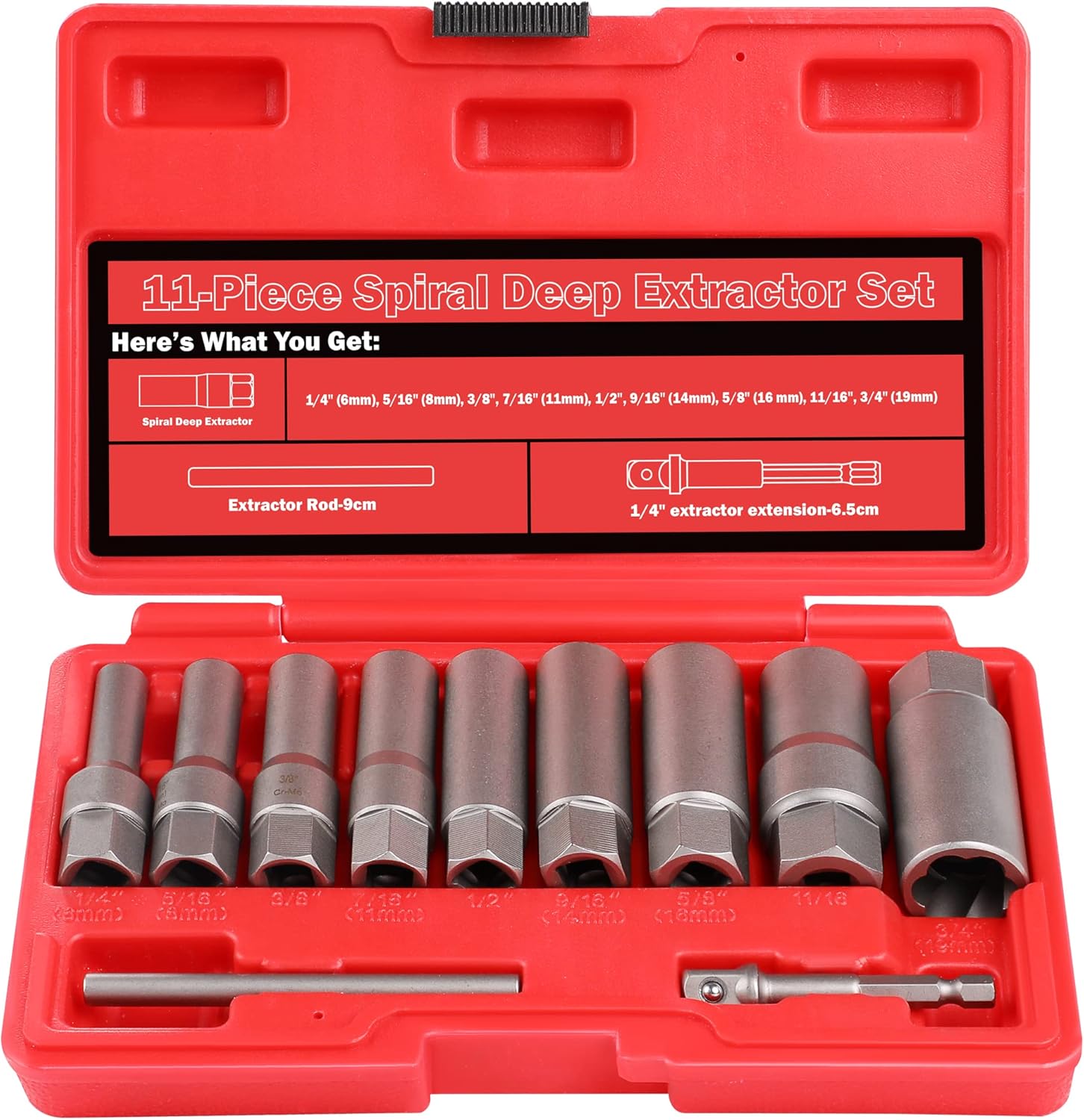 UYECOVE 11Pcs Spiral Deep Bolt Extractor Set, Stripped Bolt Remover