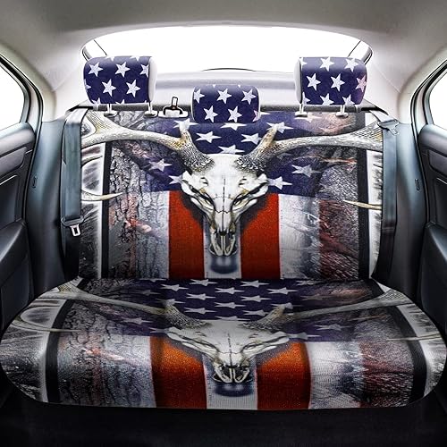 Miniatura 4 de Juego completo de 26 fundas de asiento de camuflaje con bandera estadounidense, accesorios de automóvil, camión, funda para volante, alfombrillas