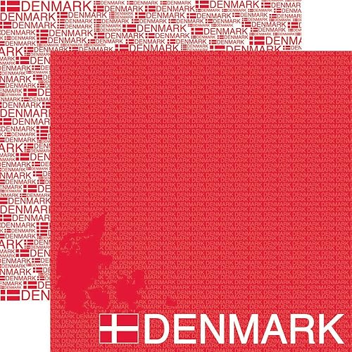 Reminisce Passports - Papel de recortes de doble cara, 12 x 12 pulgadas, Dinamarca