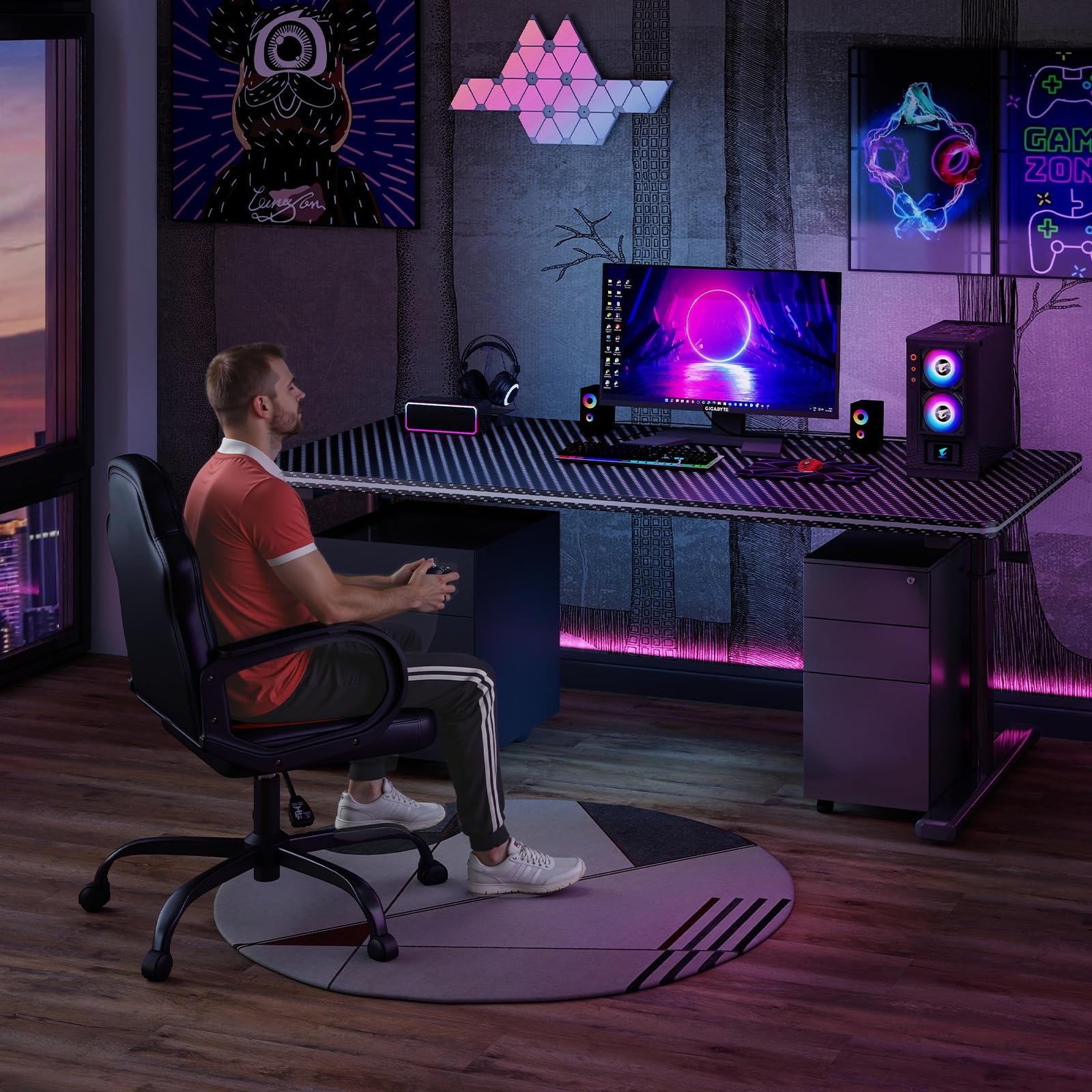 AnyGod Sedia Gaming, Sedia Da Computer Ergonomica Con Supporto Lombare, Altezza Regolabile, Ruote Girevoli, Adatta Per Casa, Ufficio, Adulti, Adolescenti, Bambini E Giocatori, Rossa