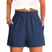 ANRABESS Shorts for Women,Dressy Casual Elastic High Waisted,Comfy Lightweight Airy,Summer Shorts for Beach,Travel & Vacation