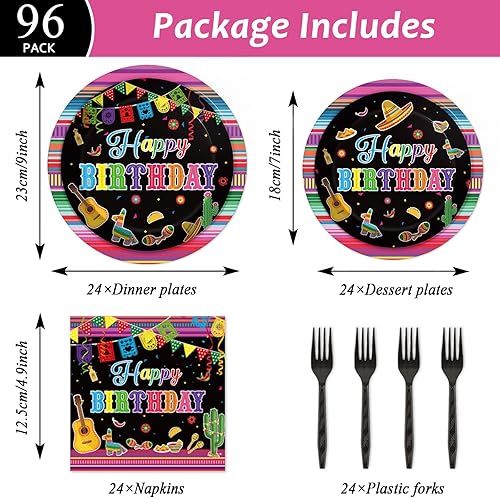 Miniatura 2 de Juego de vajilla para fiesta de cumpleaños mexicana, suministros para fiesta de feliz cumpleaños, servilleta, fiesta, juego de vajilla de papel