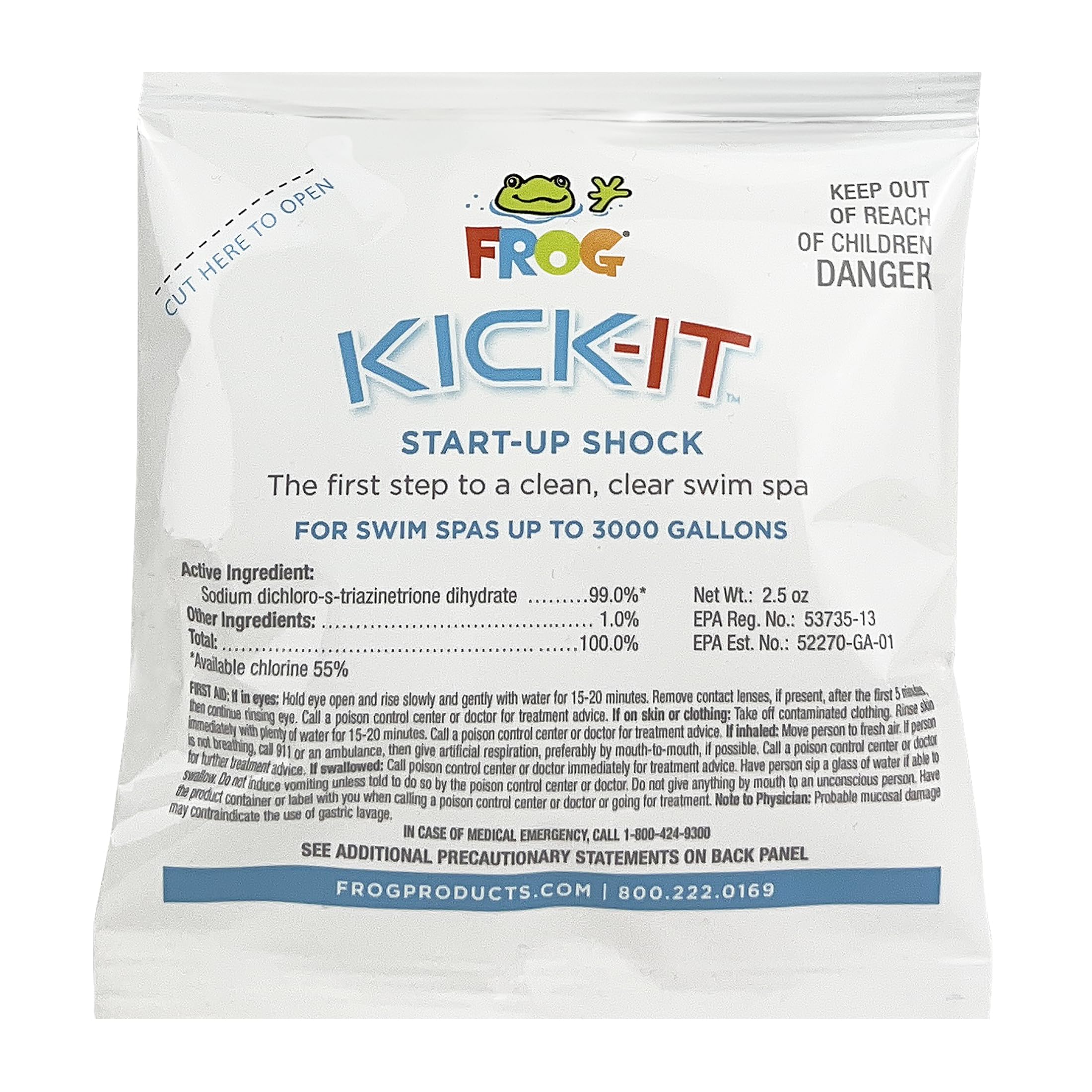 FROG Kick-It for Swim Spas - Start-Up Chlorine Shock Removes Organic Contaminants & Establishes Chlorine Level - Swim Spa Set Up & Treatment - 1 Pack