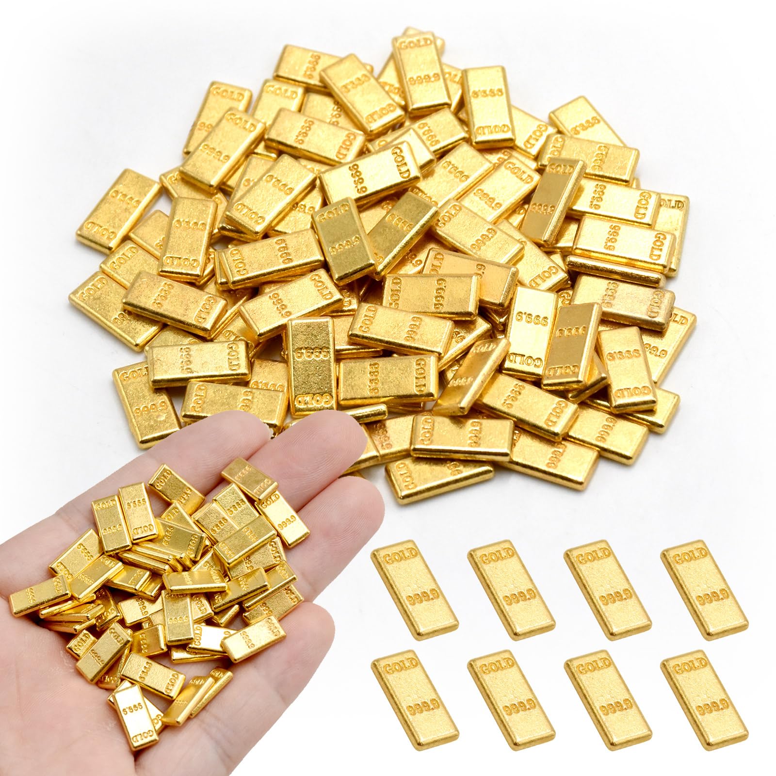 100 Pieces Tiny Fake Gold Bar for Crafts Dollhouse Miniatures Mini Gold Bars for Dollhouse Fairy Garden Micro Landscaping Decoration
