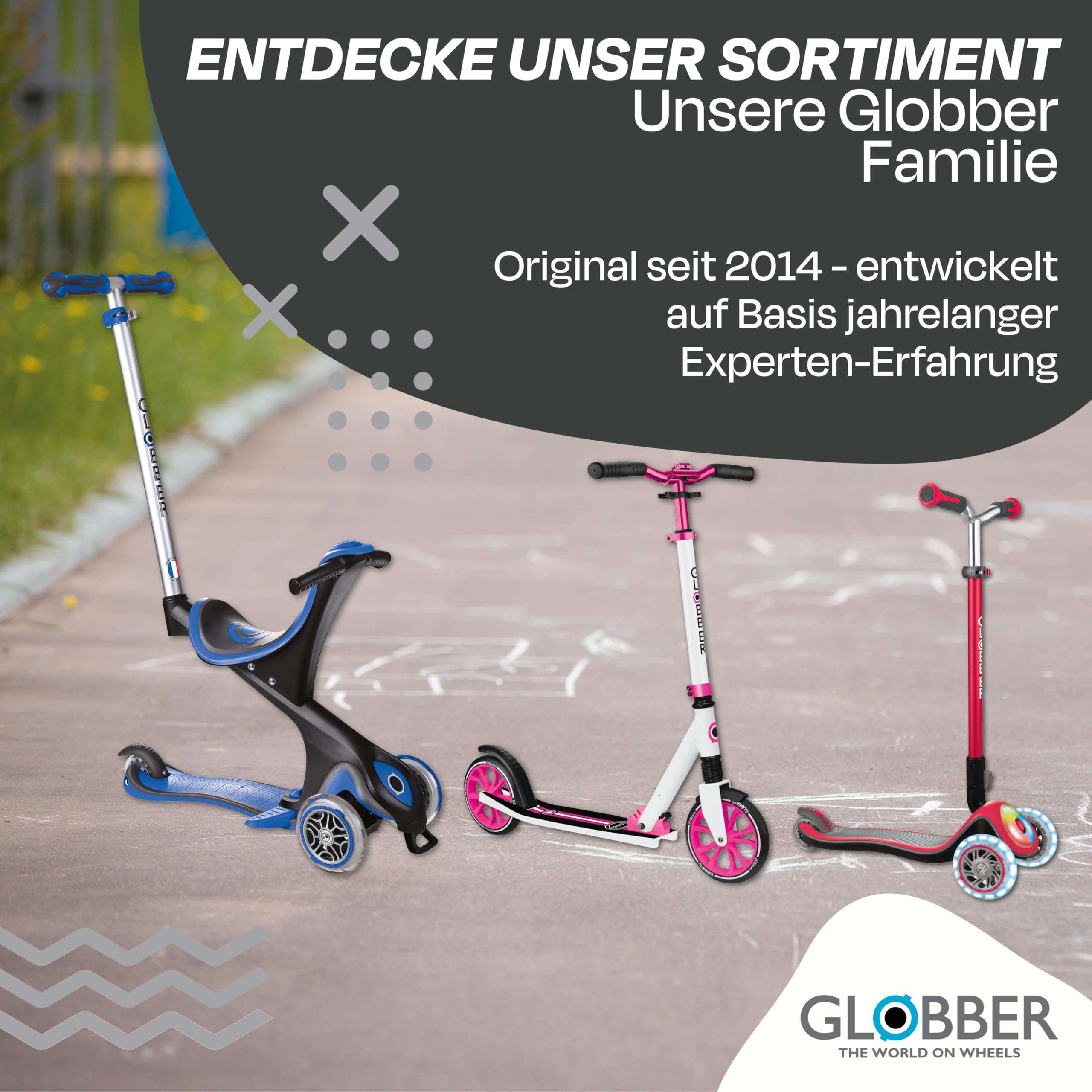 GLOBBER Explorer Trike Foldable 4in1 schwarz-grau – Dreirad, Laufrad und Kinderwagen in 10/8,5 Zoll – TPR-Sitz – höhenverstellbares Kinderfahrzeug