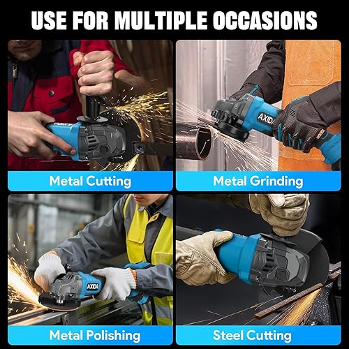 Miniatura 5 de Amoladora Angular Inalámbrica de 4-1/2 Pulgadas, Amoladora de Batería Sin Escobillas de 21V con 2 Baterías de 4.0Ah, Amoladoras Inalámbricas de