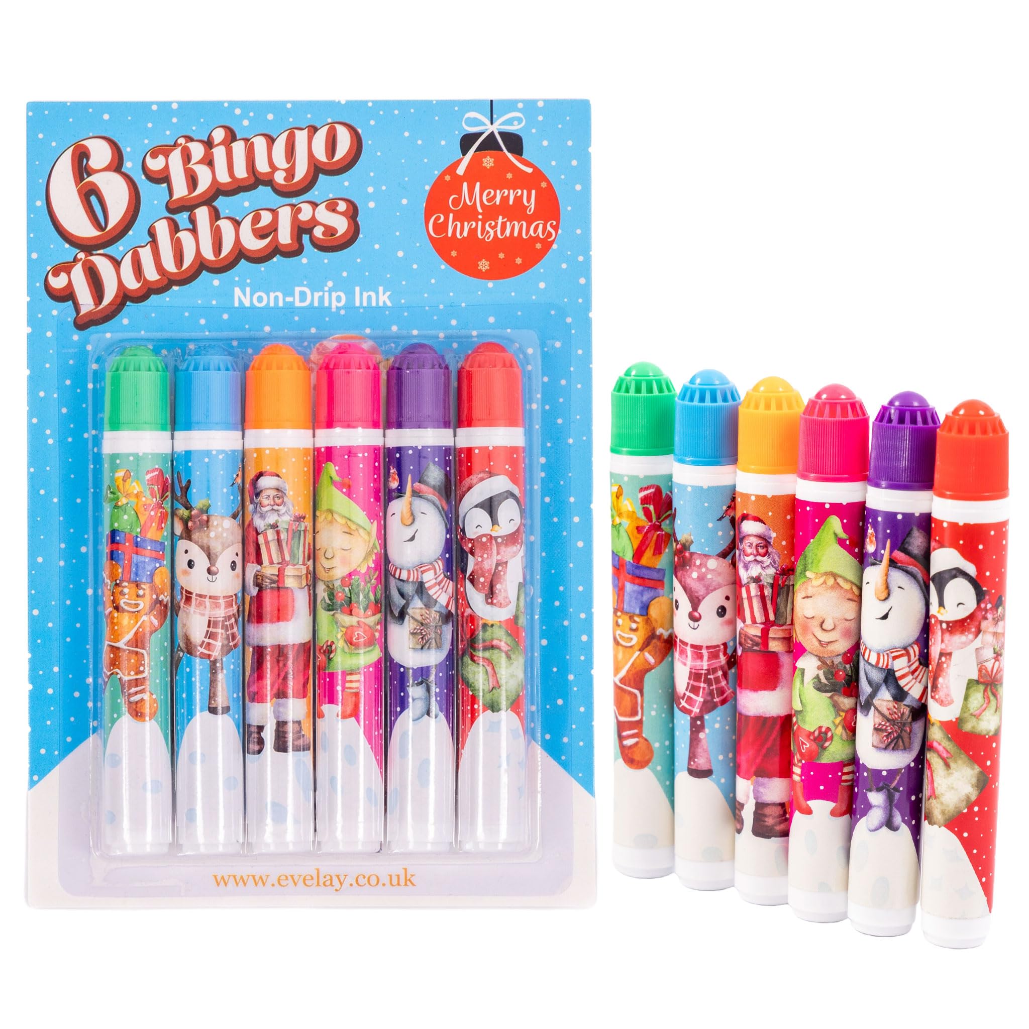 evelay Lot de 12 à 48 marqueurs de Noël en feutre pour tickets de bingo