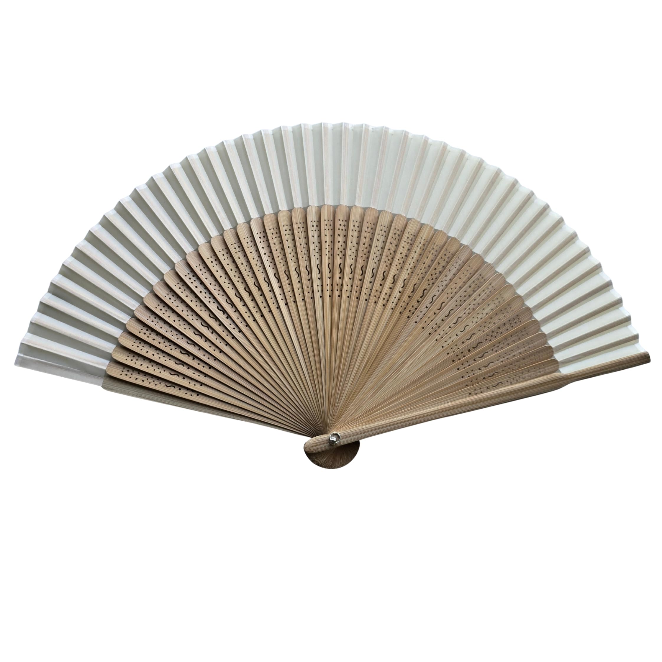 GFM® Bamboo Silk Handheld Folding Hand Fan for Summer, Wedding-Beige-(GG-FLSLK-F38A-15-TR)