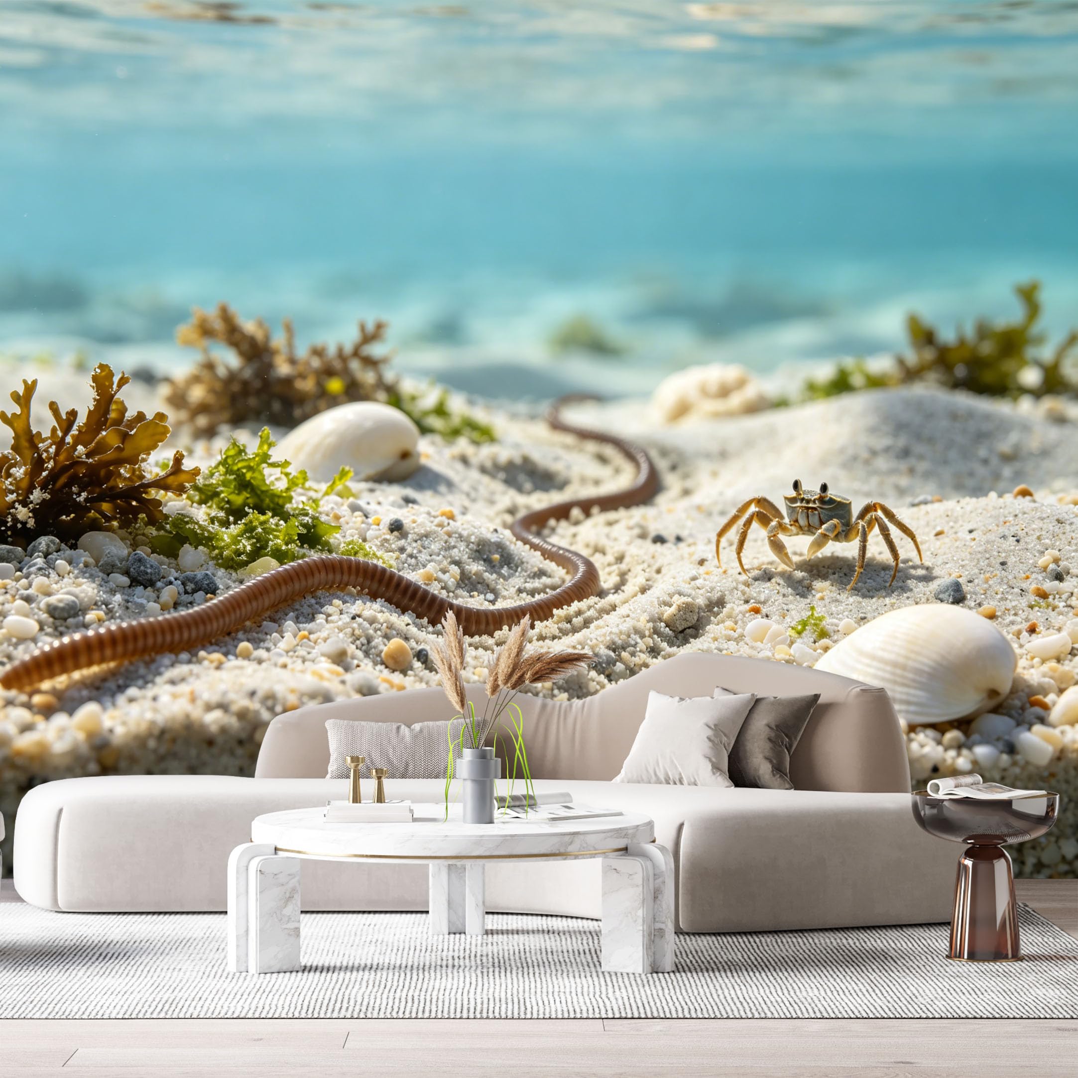 Custom Size Wall Murals Ocean Marine Tropical Beach Crab Seashells Underwater Photography SelfAdhesiveWall Fabric Removable Wallpaper Wall Decor for Living Room Bedroom Bathroom