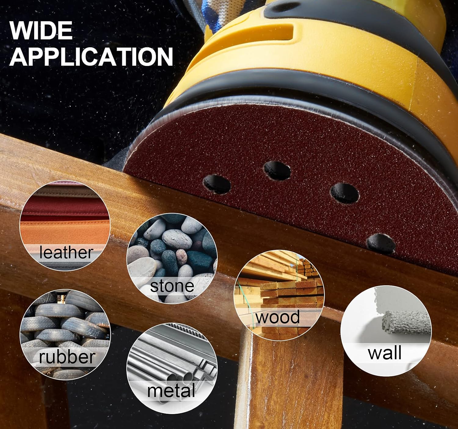 MIDO Professional Abrasive Sanding Disc 5 Inch 8 Hole Hook and Loop sanding pads for orbital sander 40/60/80/120/180/240/320 Grits-Pack of 72 - - 