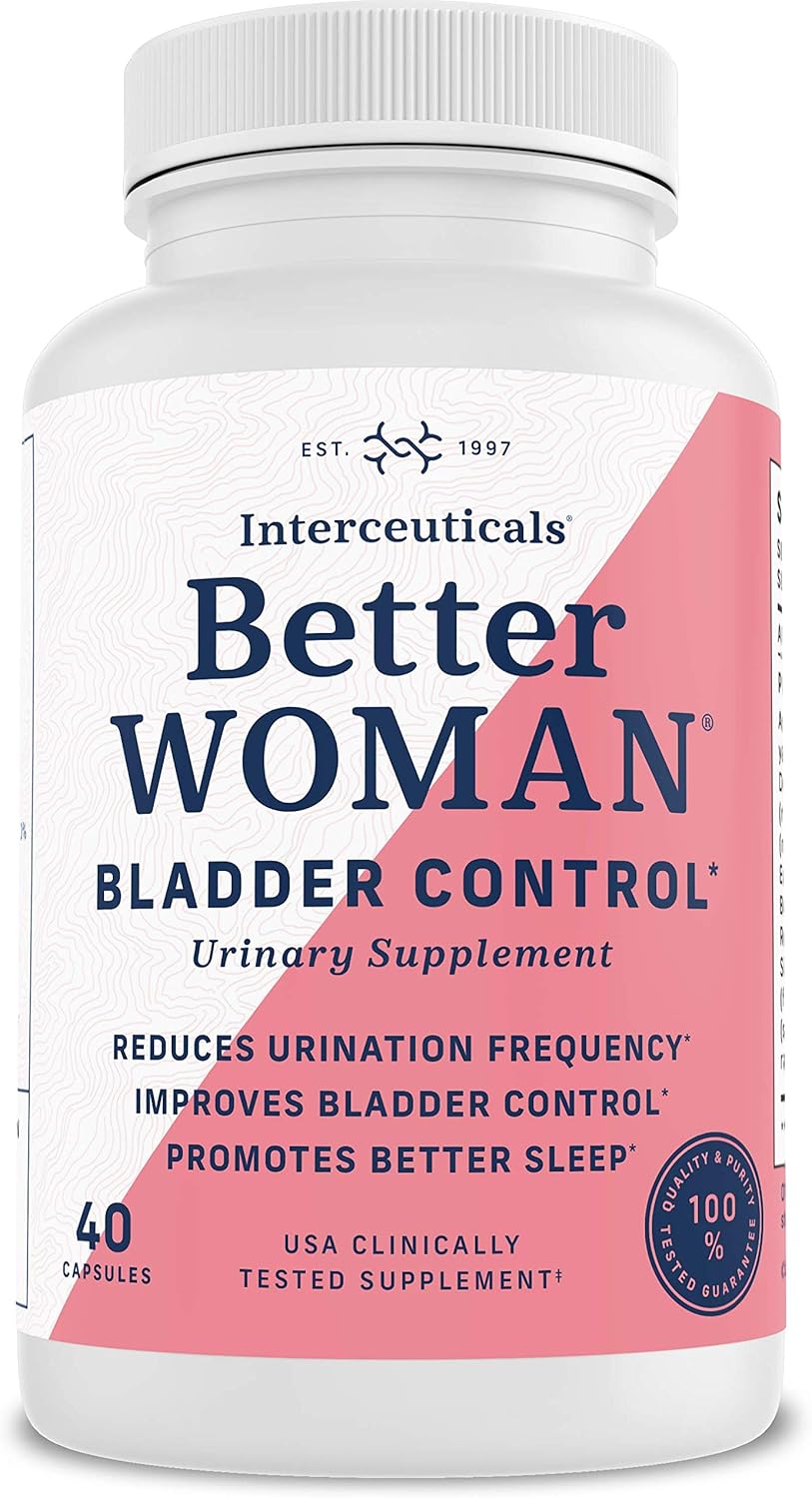 BetterWOMAN Bladder Control Supplement for Women- Helps to Reduce Bathroom Trips - Sleep Better at Night –Reduce Urgency and Occasional Leakage* - interceuticals (1 Bottle)