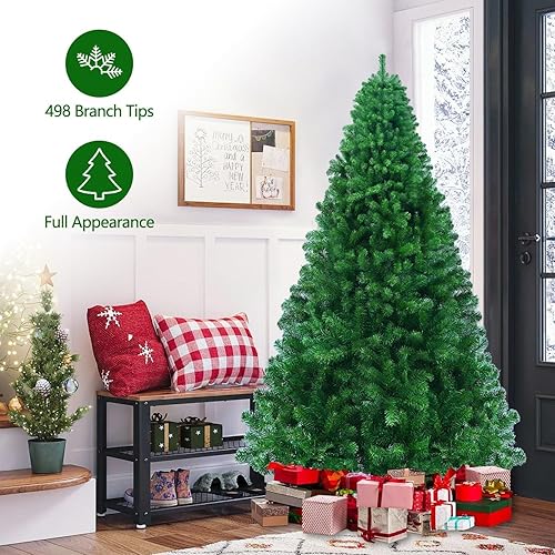 Miniatura 3 de Árbol de Navidad artificial de 5 pies con 498 puntas de rama, árbol verde de Navidad, decoración festiva