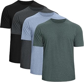 Mens Crew Neck T-Shirts 4-Pack - Soft Short Sleeve Basic Tees, Comfortable Classic Fit Jersey Shirts for Men