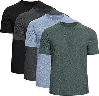 Iseasoo Men's Crew Neck T-Shirts 4-Pack - Soft Short Sleeve Basic Tees, Comfortable Classic Fit Jersey Shirts for Men