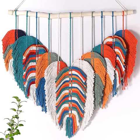 Amestrina Boho Tapestry for Bedroom, Boho Wall Decor for Bedroom, Large Wall Art for Living Room, Macrame Wall Hanging,Wall Tapestry for Living Room (Orange)