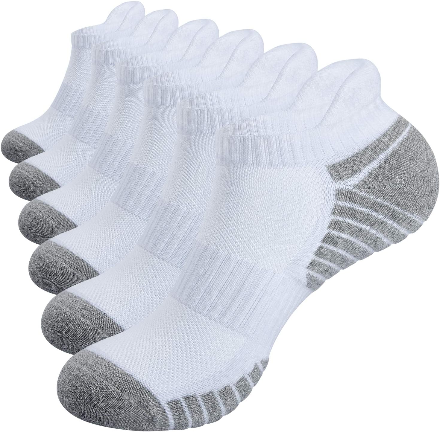 Athletic Running Ankle Socks,6Pairs Cushioned Low Cut Anti-Blister Tab Sports Sock Men Women