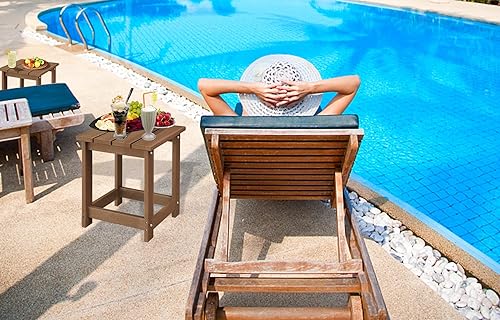 Miniatura 155 de LZRS Mesa auxiliar para exteriores, mesa auxiliar ovalada Adirondack doble con almacenamiento de 2 niveles, mesas auxiliares de HDPE para patio