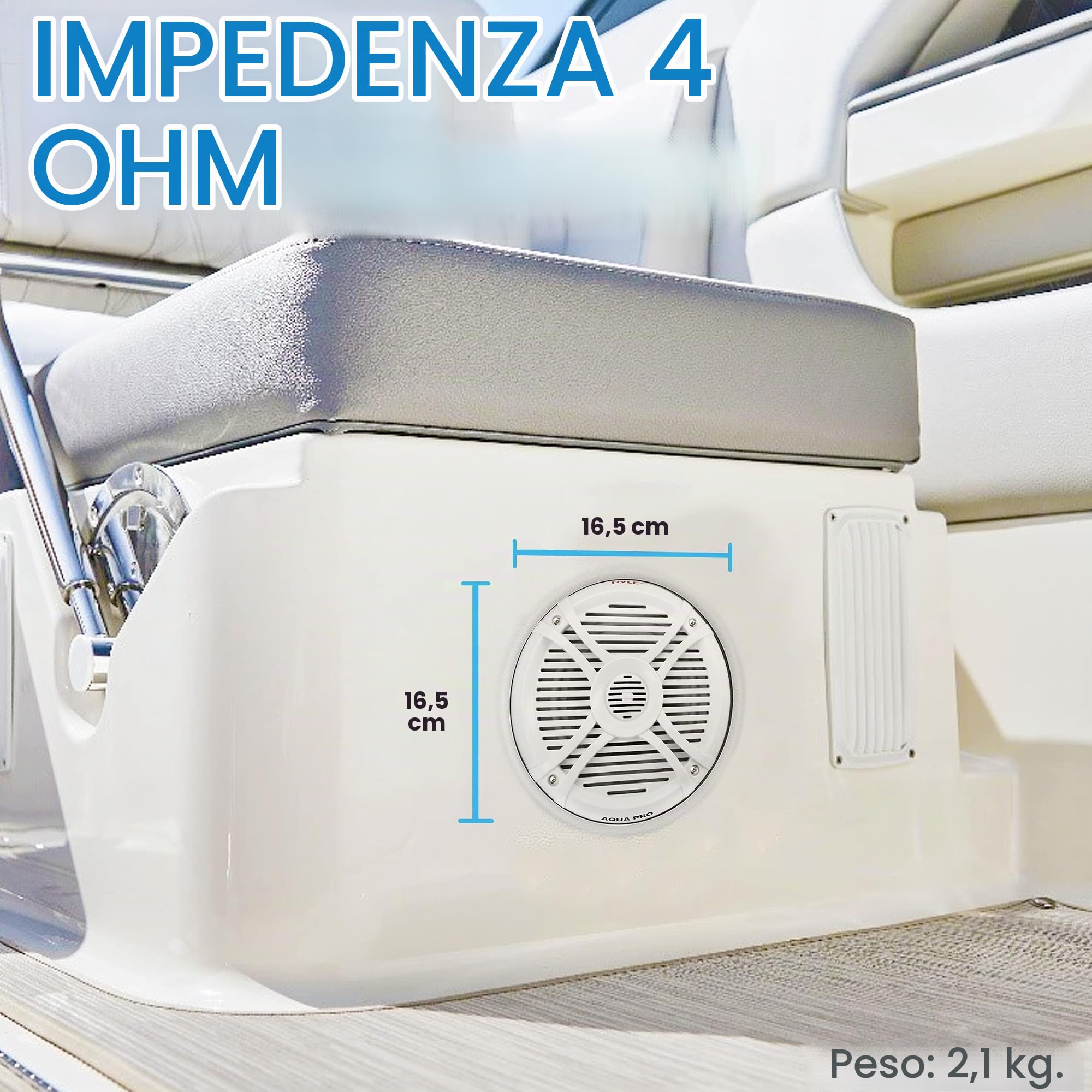 Pyle PLMRX67 - Altoparlante marino a 2 vie, 250 W, 16,5 cm
